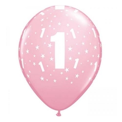 Balony pastelowe Cyfra 1 różowe 6 szt
